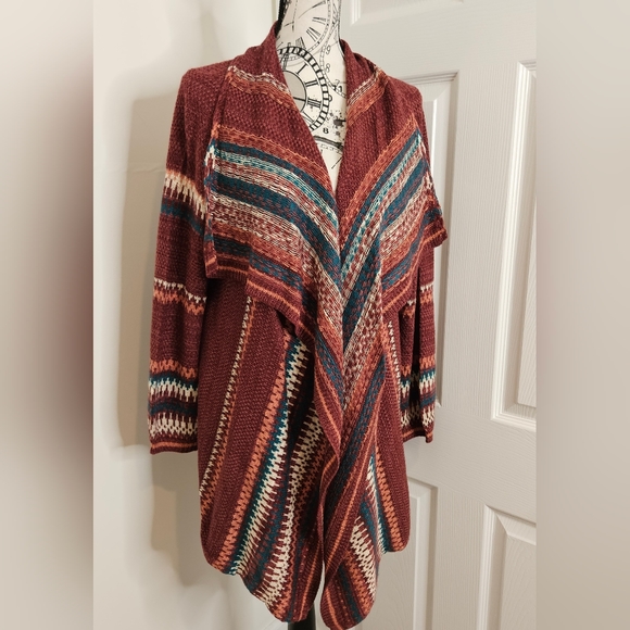 One World womens size medium long open front cardigan - Picture 6 of 9